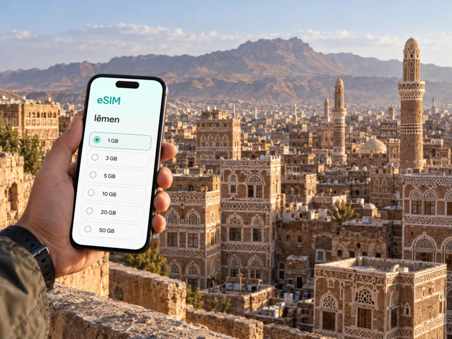 Sana'a eSIM: internet e conexão móvel no Iêmen