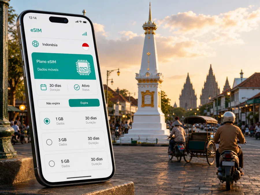 eSIM em Yogyakarta: internet móvel na viagem