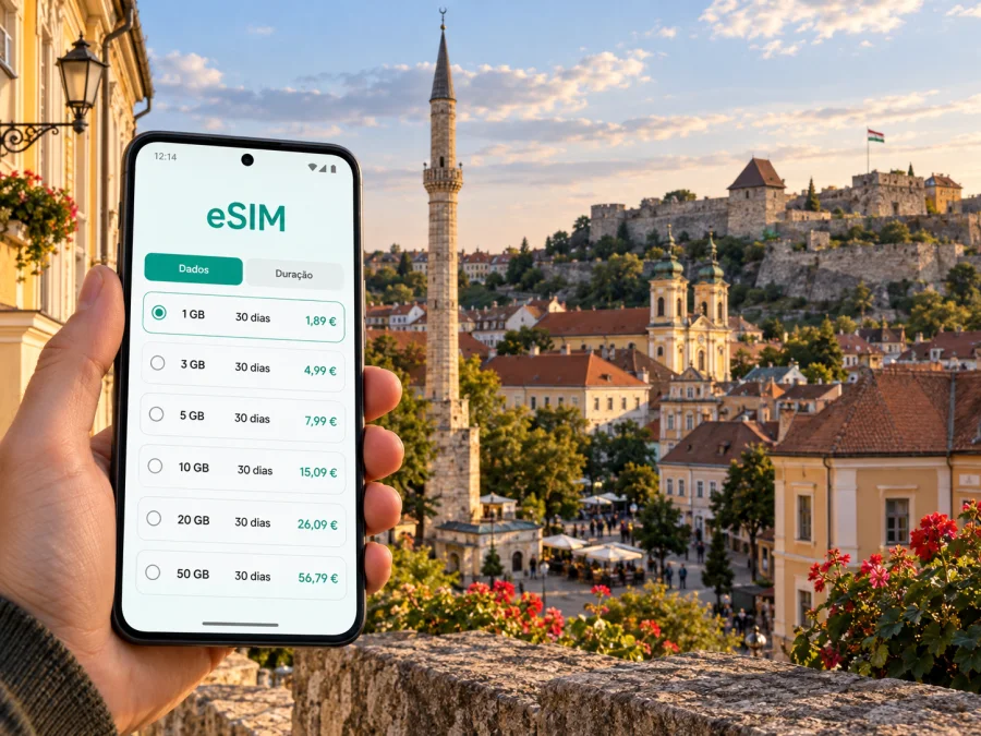 eSIM em Eger: internet móvel na Hungria