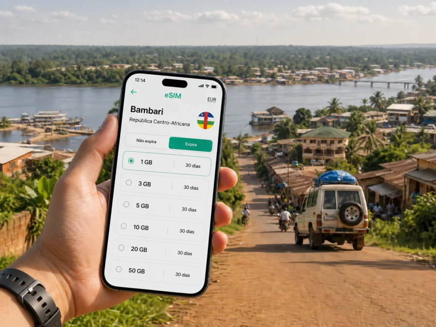 eSIM em Bambari: internet móvel para viagem