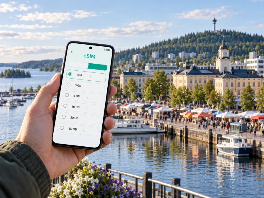 eSIM em Kuopio: internet móvel na Finlândia