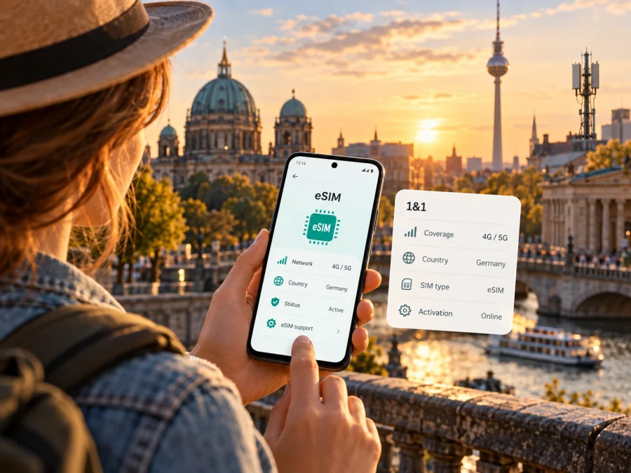 1&1 eSIM na Alemanha: ativação e cobertura