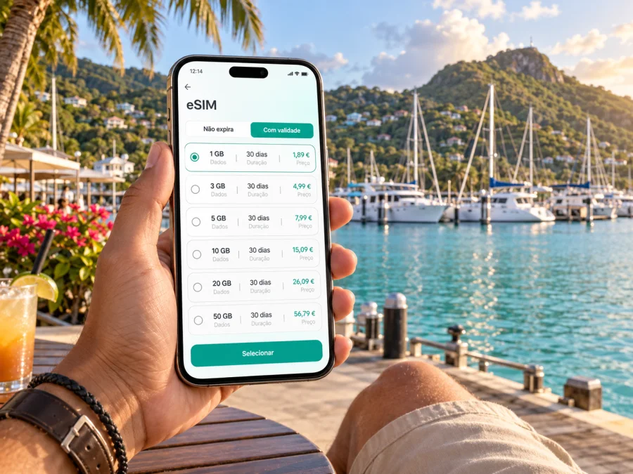 eSIM para Rodney Bay: internet móvel em Santa Lúcia