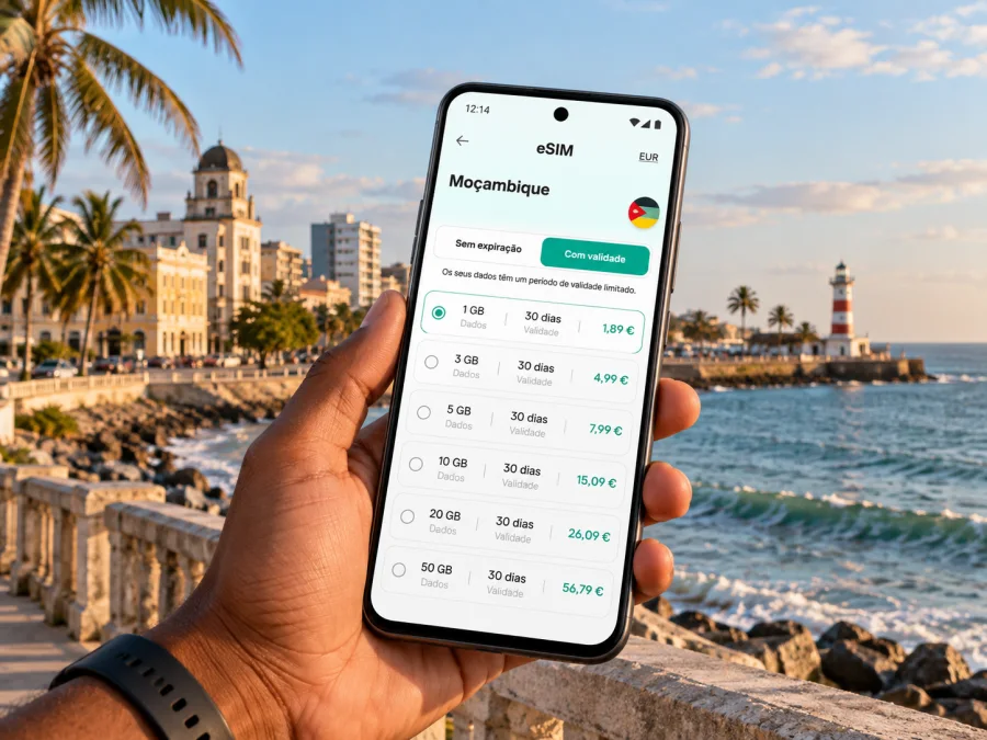 eSIM na Beira: internet móvel em Moçambique