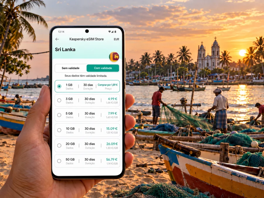 eSIM em Negombo: internet móvel no Sri Lanka