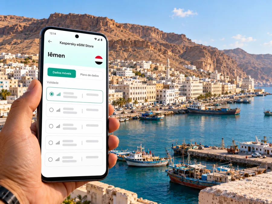 eSIM em Mukalla: internet móvel no Iêmen