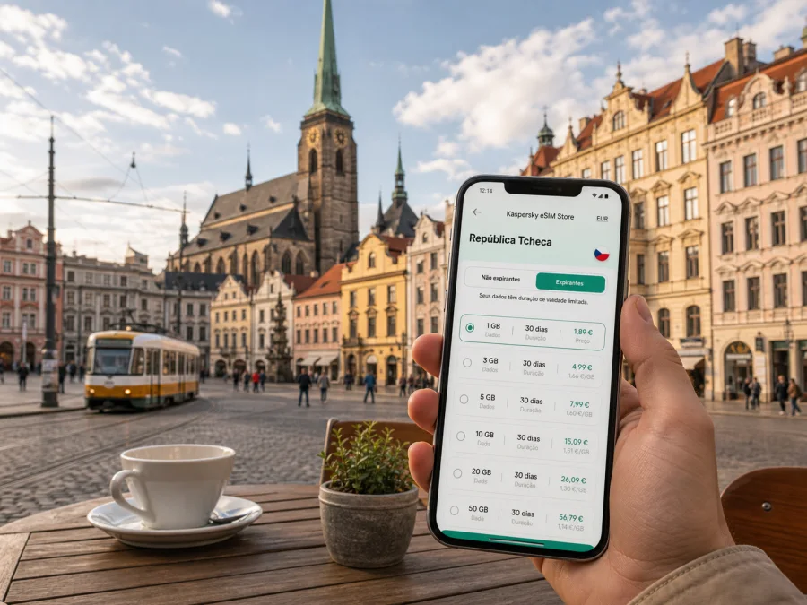 eSIM em Plzen: internet móvel na viagem