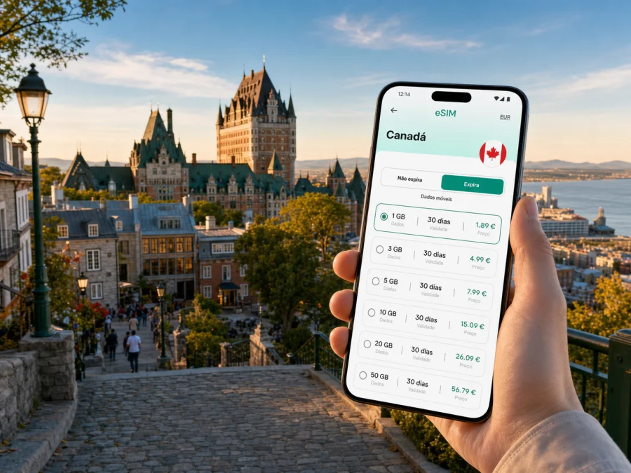 eSIM em Cidade de Quebec: internet no Canadá