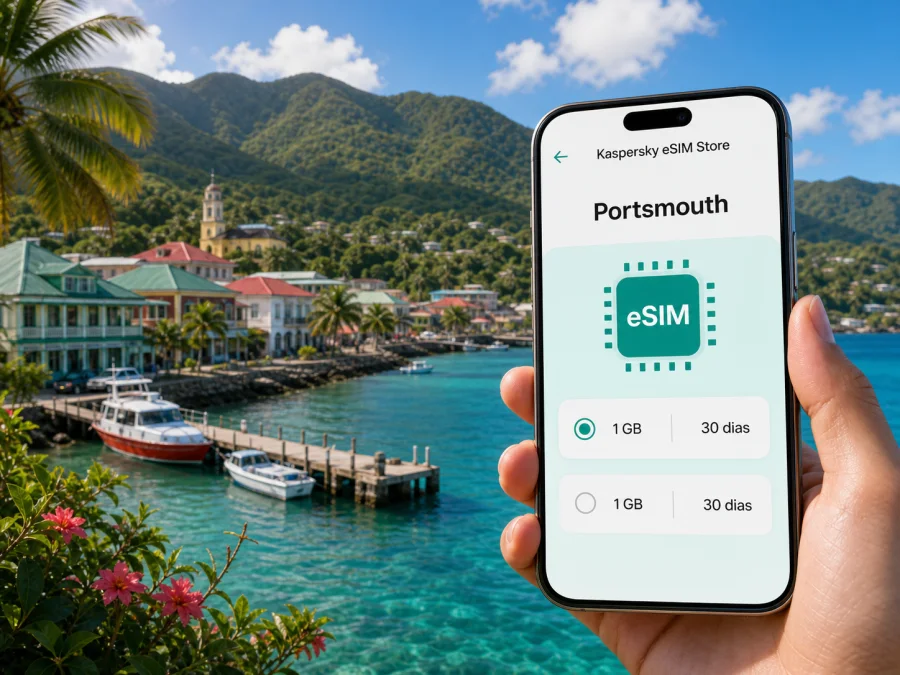eSIM em Portsmouth: internet na Domínica