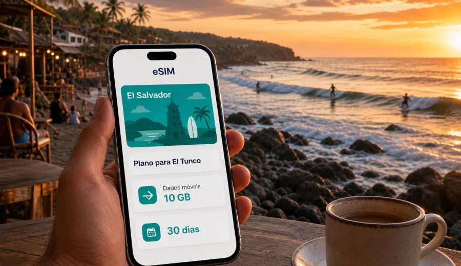 eSIM em El Tunco: internet móvel para viagem