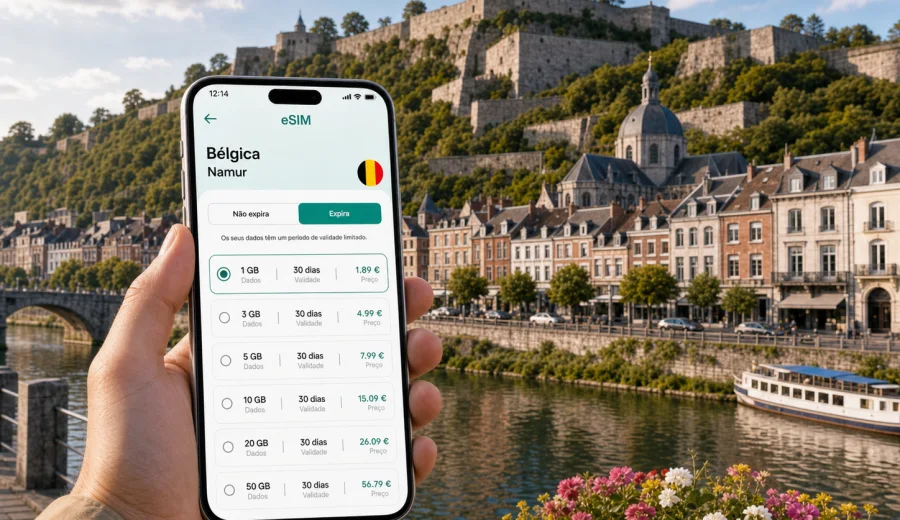 eSIM em Namur: internet móvel na viagem