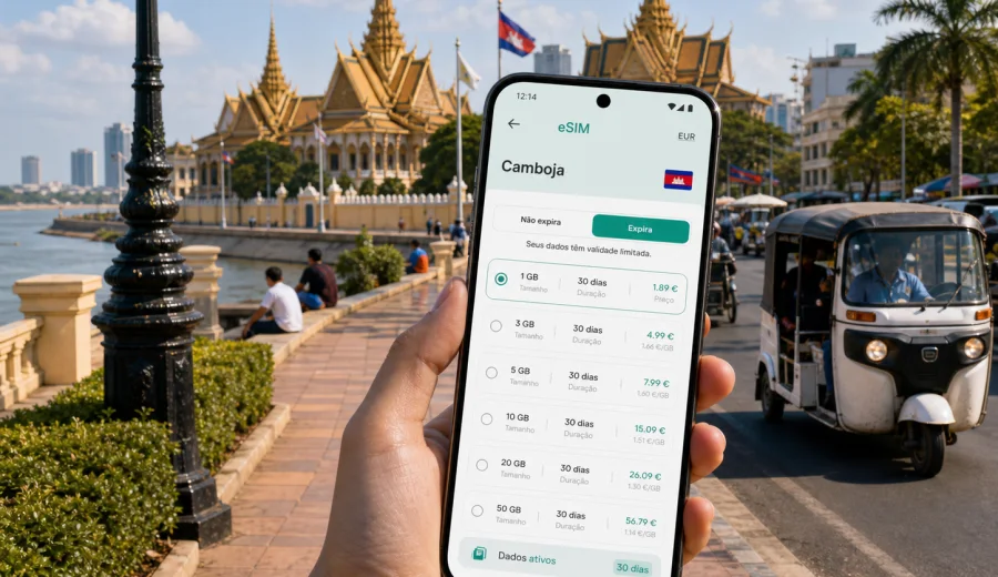 Phnom Penh eSIM: internet móvel no Camboja