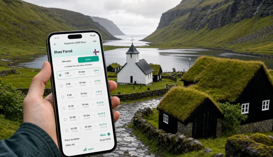 eSIM em Saksun: internet nas Ilhas Faroé