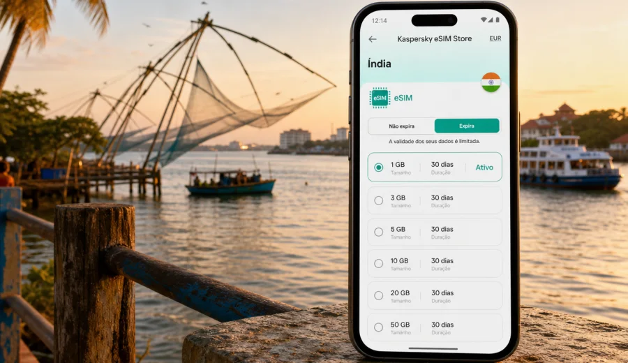 eSIM em Kochi: conexão móvel e internet