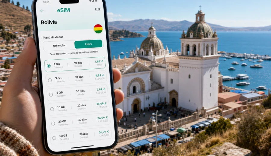 eSIM em Copacabana: internet móvel na Bolívia
