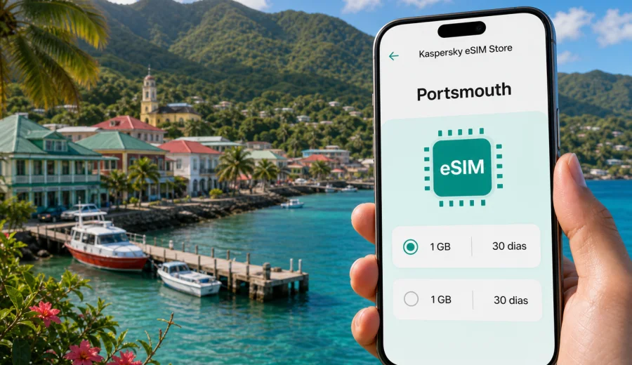 eSIM em Portsmouth: internet na Domínica