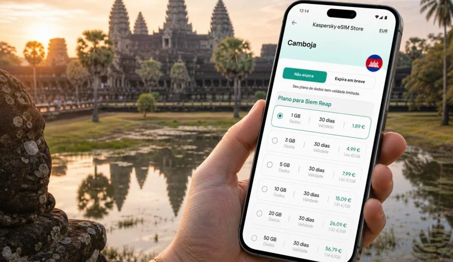 eSIM em Siem Reap: internet móvel no Camboja