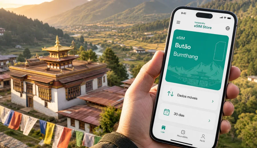 eSIM em Bumthang: internet móvel no Butão