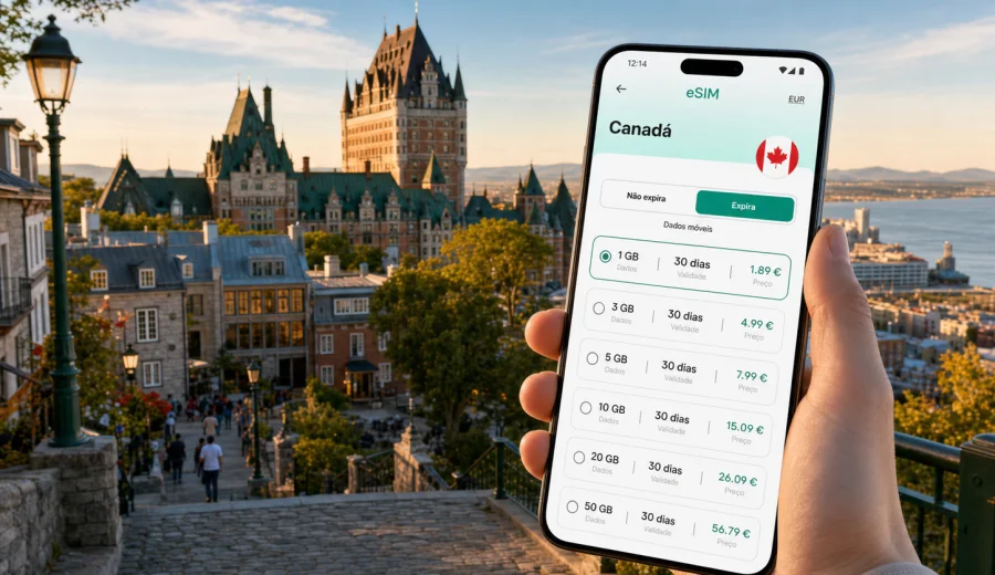 eSIM em Cidade de Quebec: internet no Canadá