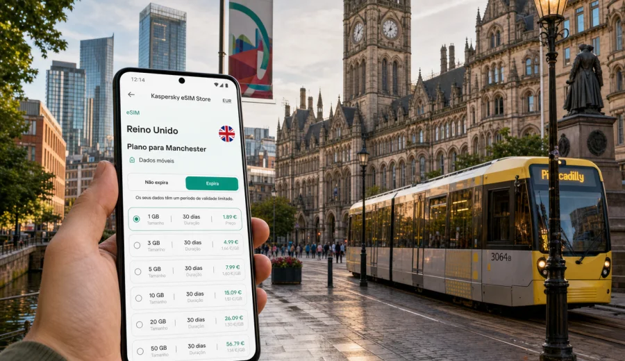 eSIM em Manchester: internet móvel no Reino Unido