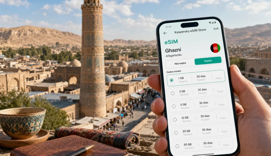 eSIM em Ghazni: internet móvel no Afeganistão