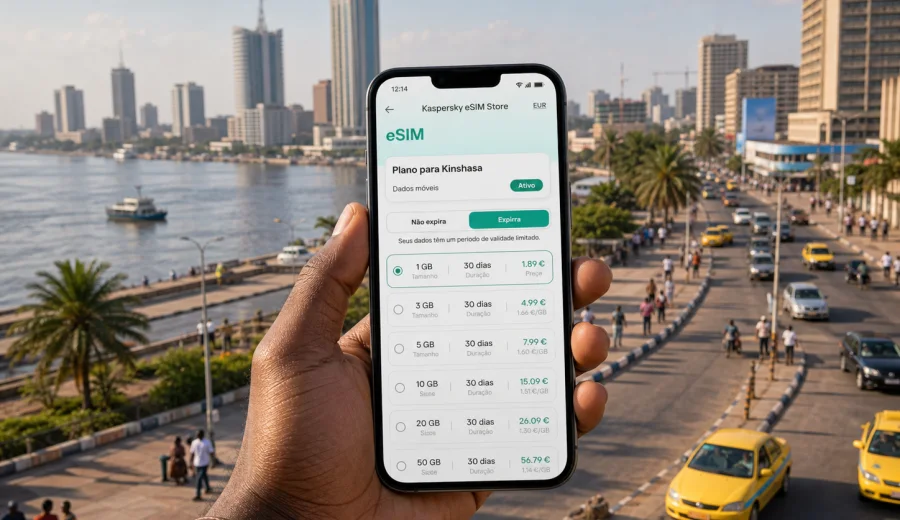 eSIM em Kinshasa: internet móvel na viagem