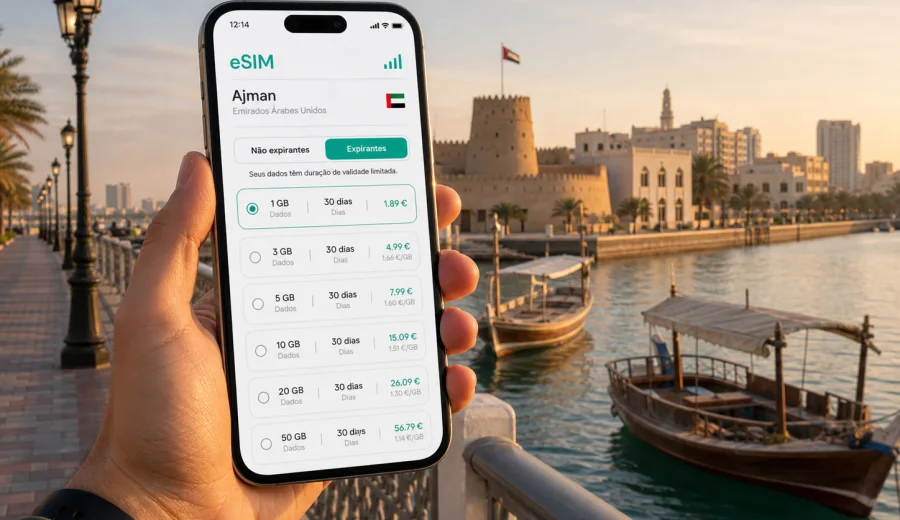 eSIM em Ajman: internet móvel na viagem
