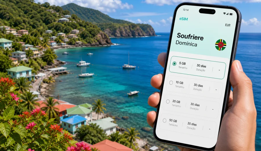 eSIM em Soufriere: internet na Domínica