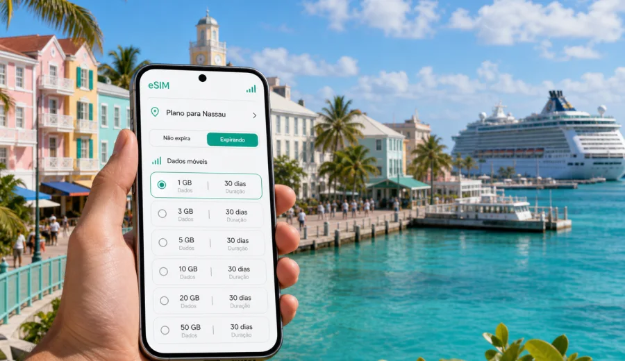 eSIM em Nassau: conexão móvel e internet