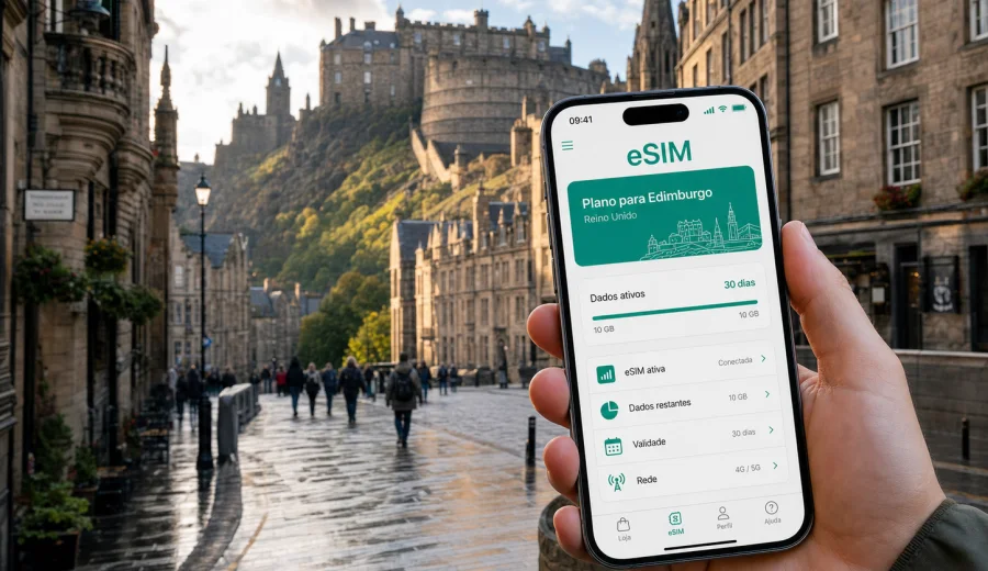 eSIM em Edimburgo: internet no Reino Unido