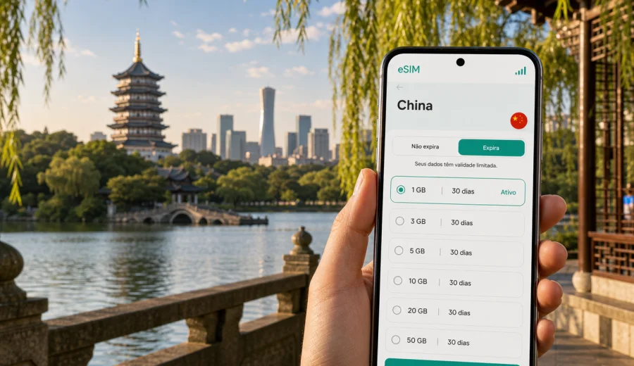 eSIM em Hangzhou: internet e conexão móvel
