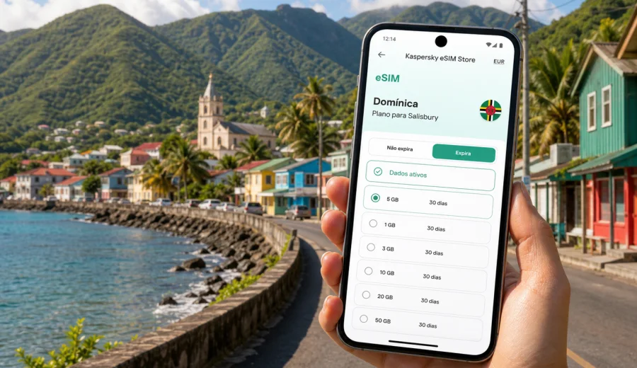 eSIM em Salisbury: internet móvel na Domínica