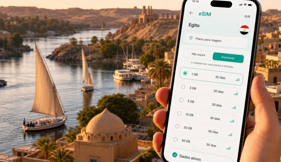 eSIM em Aswan: internet móvel no Egito