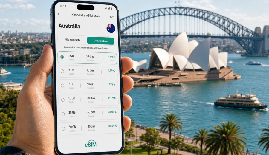 eSIM Austrália: internet móvel para viagem