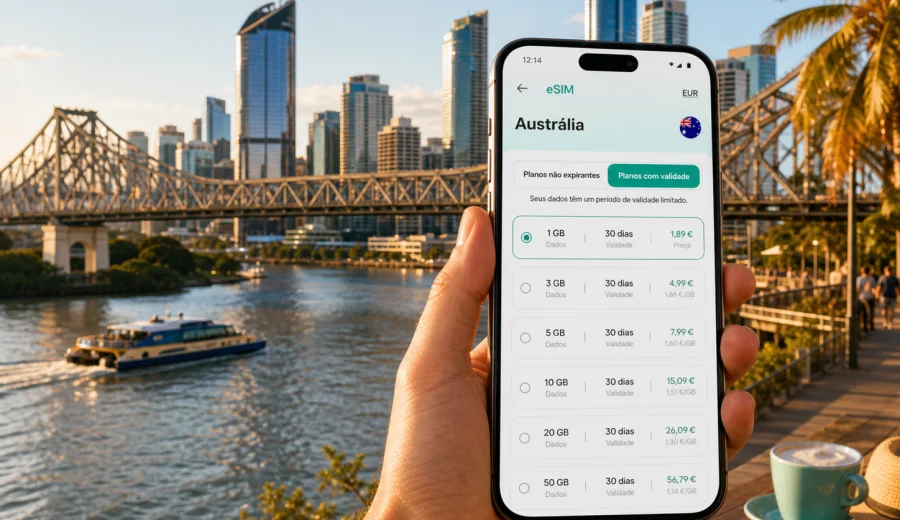 eSIM em Brisbane: internet móvel na viagem