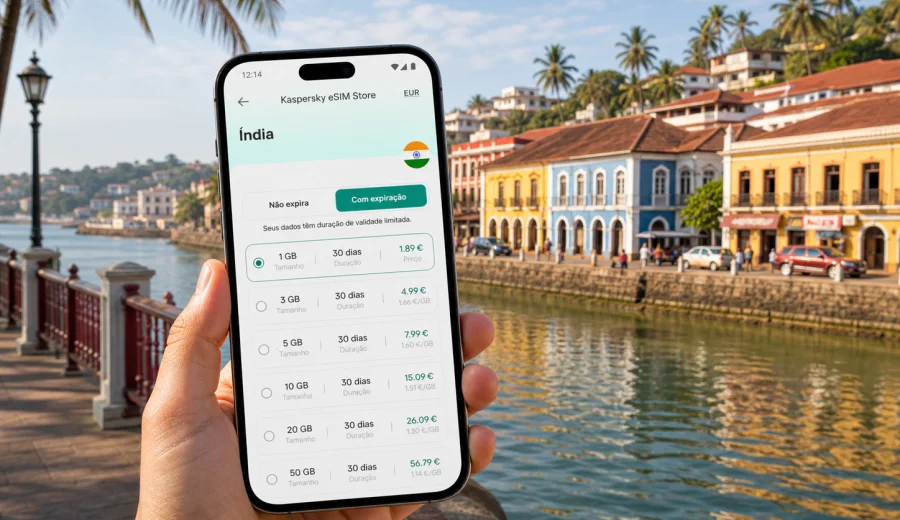 eSIM em Panaji: internet móvel na Índia