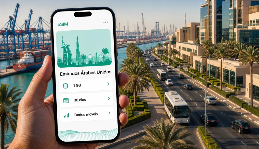 eSIM em Jebel Ali: internet móvel na viagem