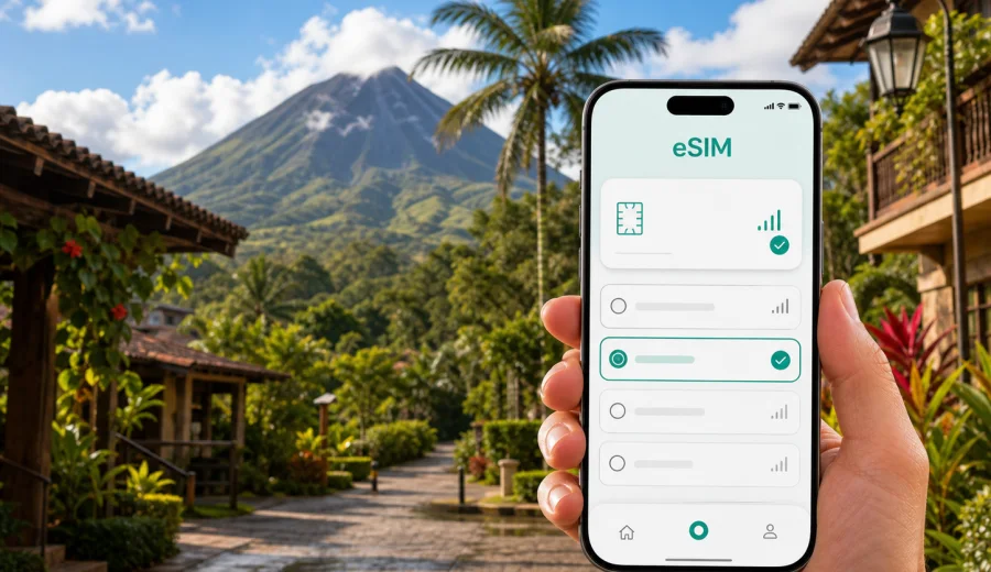 eSIM em La Fortuna: internet na Costa Rica