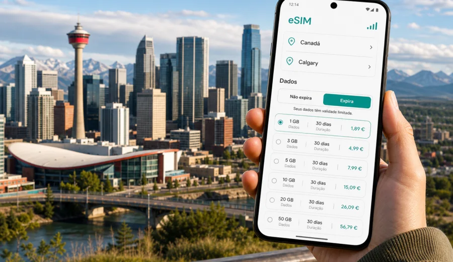 eSIM em Calgary: internet móvel no Canadá