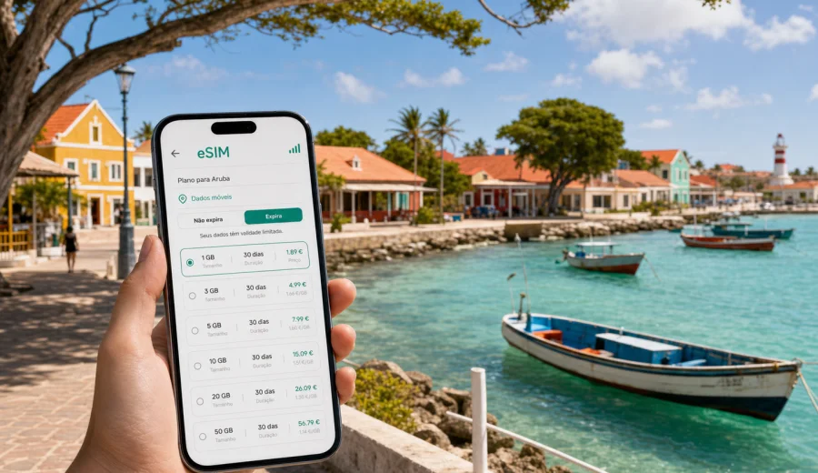 eSIM em Savaneta: internet móvel em Aruba