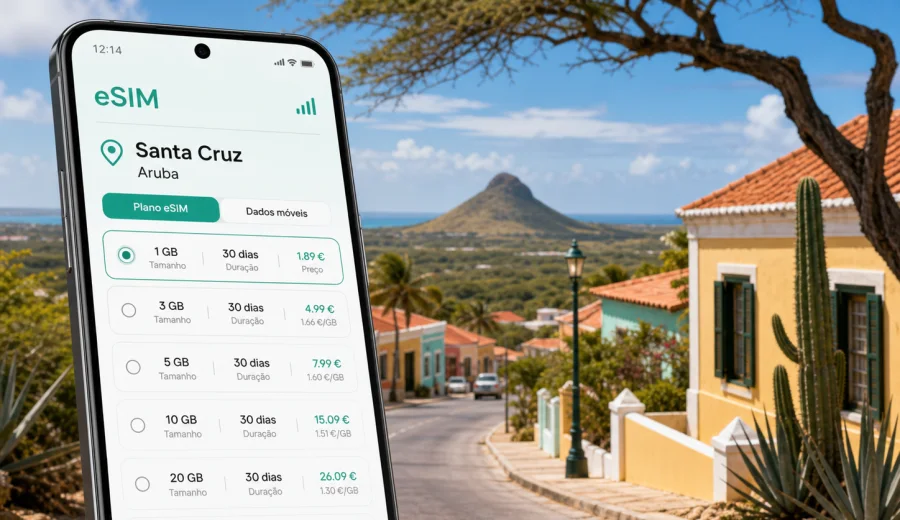 Santa Cruz eSIM: internet móvel em Aruba
