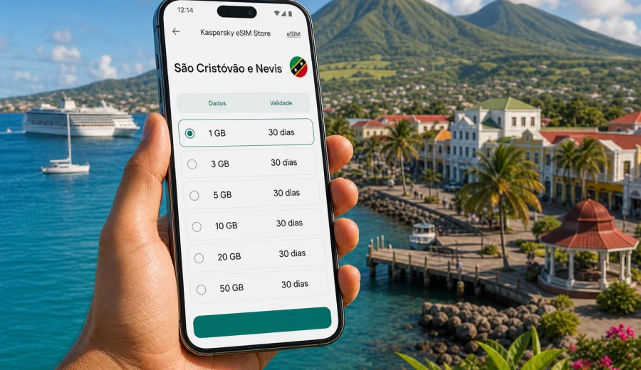 eSIM em São Cristóvão e Nevis: internet móvel