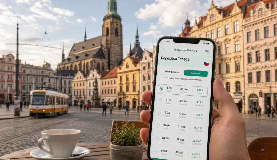 eSIM em Plzen: internet móvel na viagem