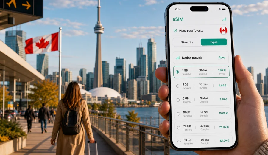 eSIM em Toronto: internet móvel no Canadá
