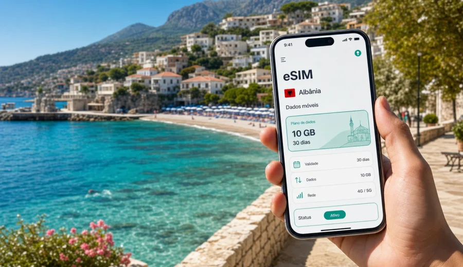 eSIM em Himare: internet móvel na Albânia