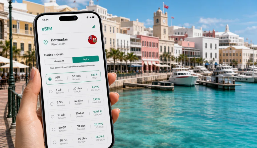 eSIM em Hamilton: internet móvel em Bermudas