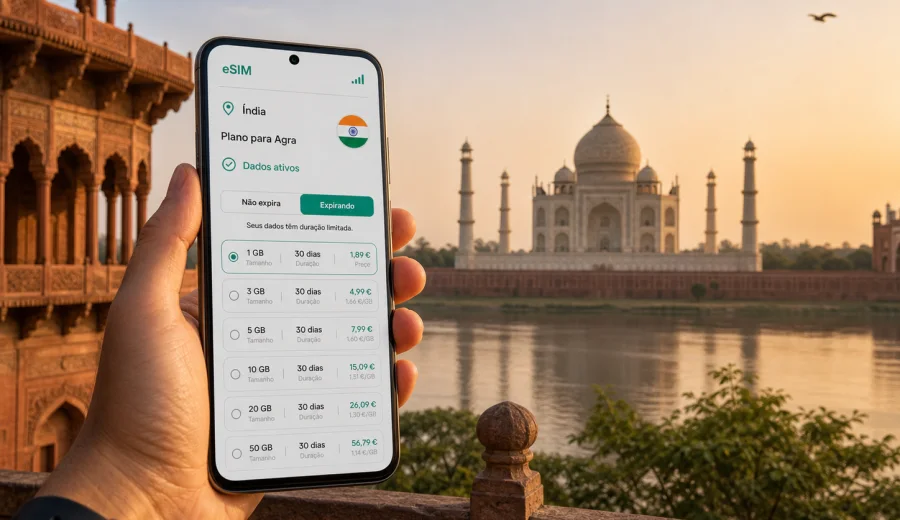 eSIM em Agra: internet móvel na Índia