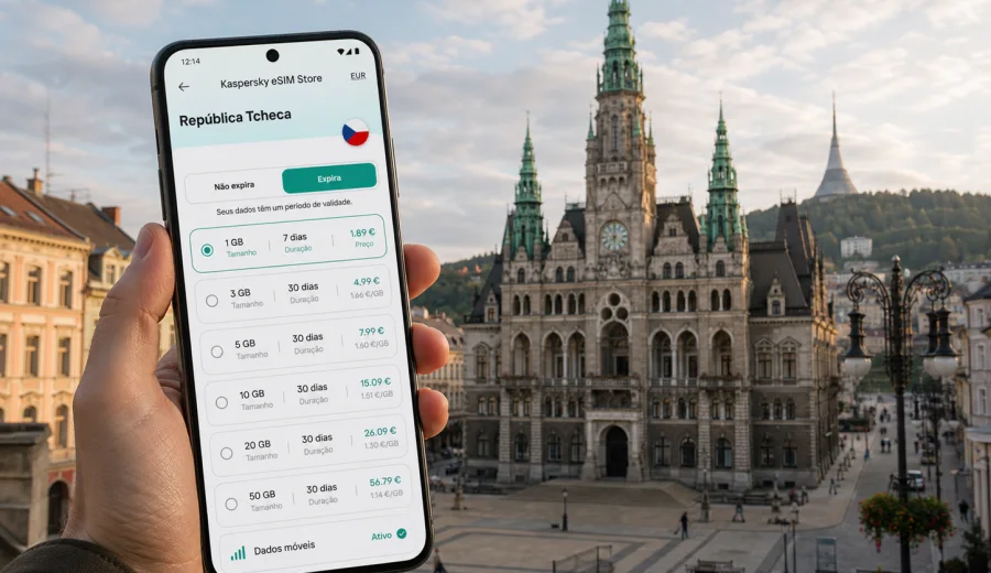 eSIM em Liberec: conexão móvel e internet