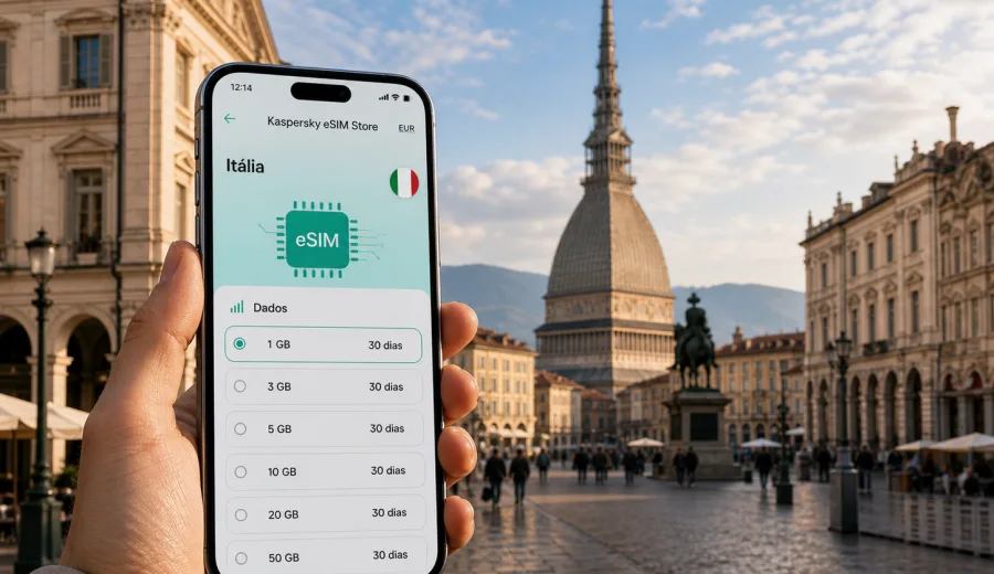 eSIM em Turim: internet móvel na Itália