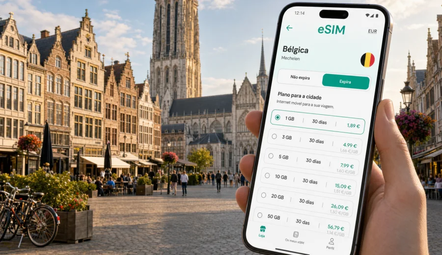 eSIM em Mechelen: internet e ligação móvel
